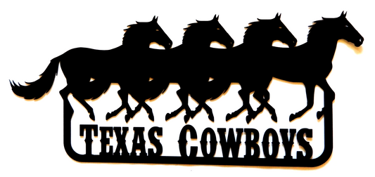 ~NEW~ LARGE - 14ga. - "TEXAS COWBOYS RUNNING HORSES"   Metal Wall Art 29" x 12"