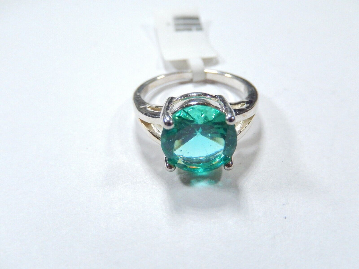 *VINTAGE* Sterling Silver 4Ct Lab Created Emerald Solitaire Wedding Ring Sz 6.75