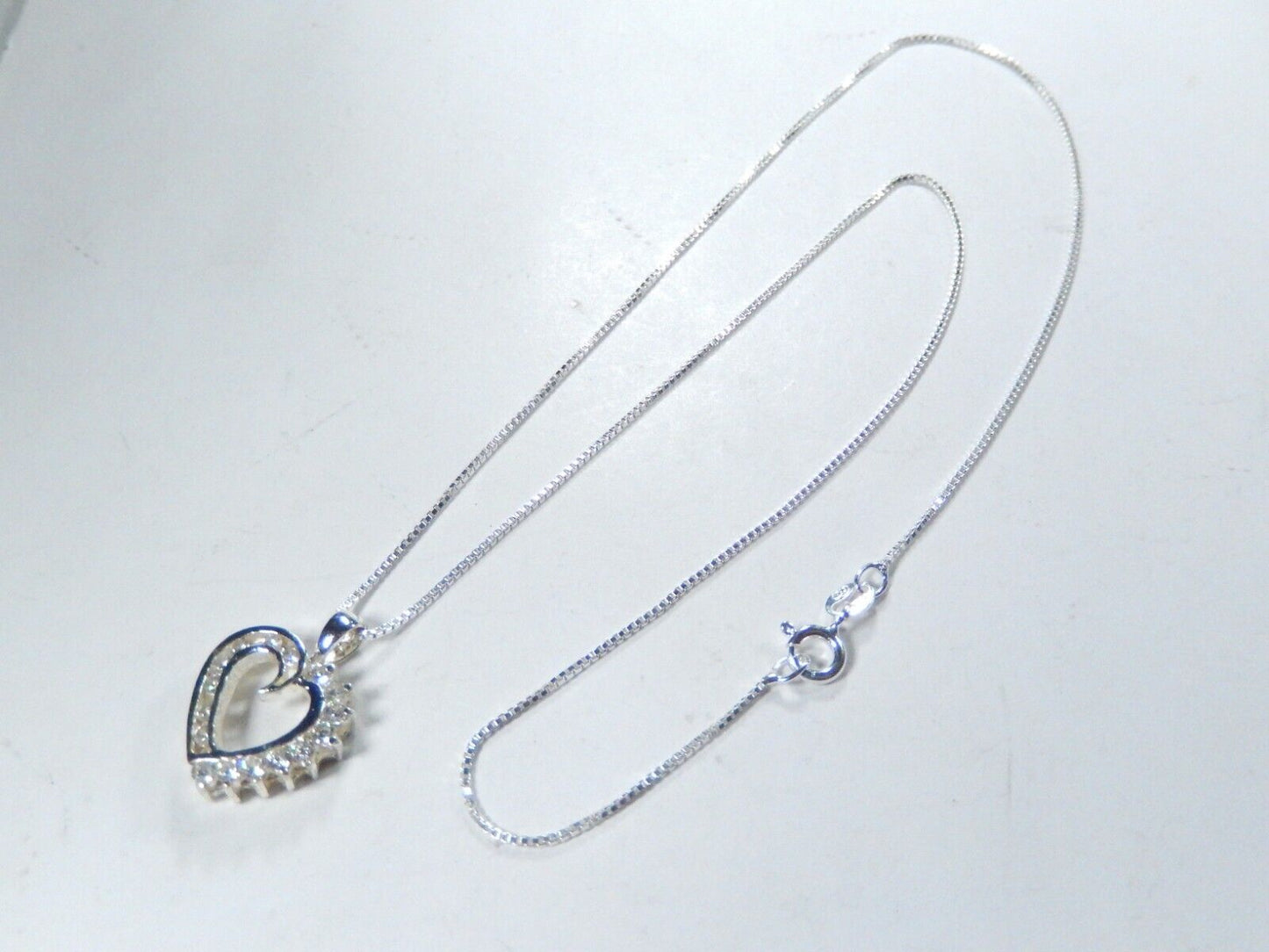 NEW Sterling Silver 925 Cz Heart Pendant w/18"chain