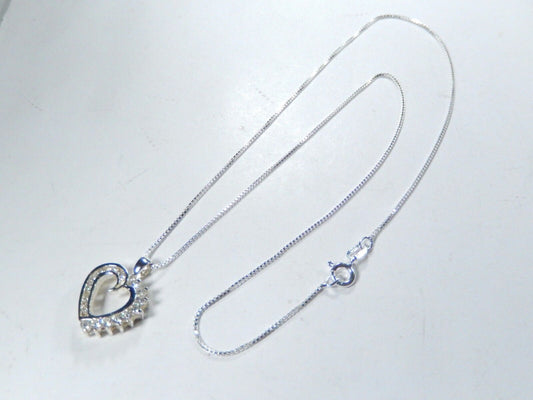 NEW Sterling Silver 925 Cz Heart Pendant w/18"chain