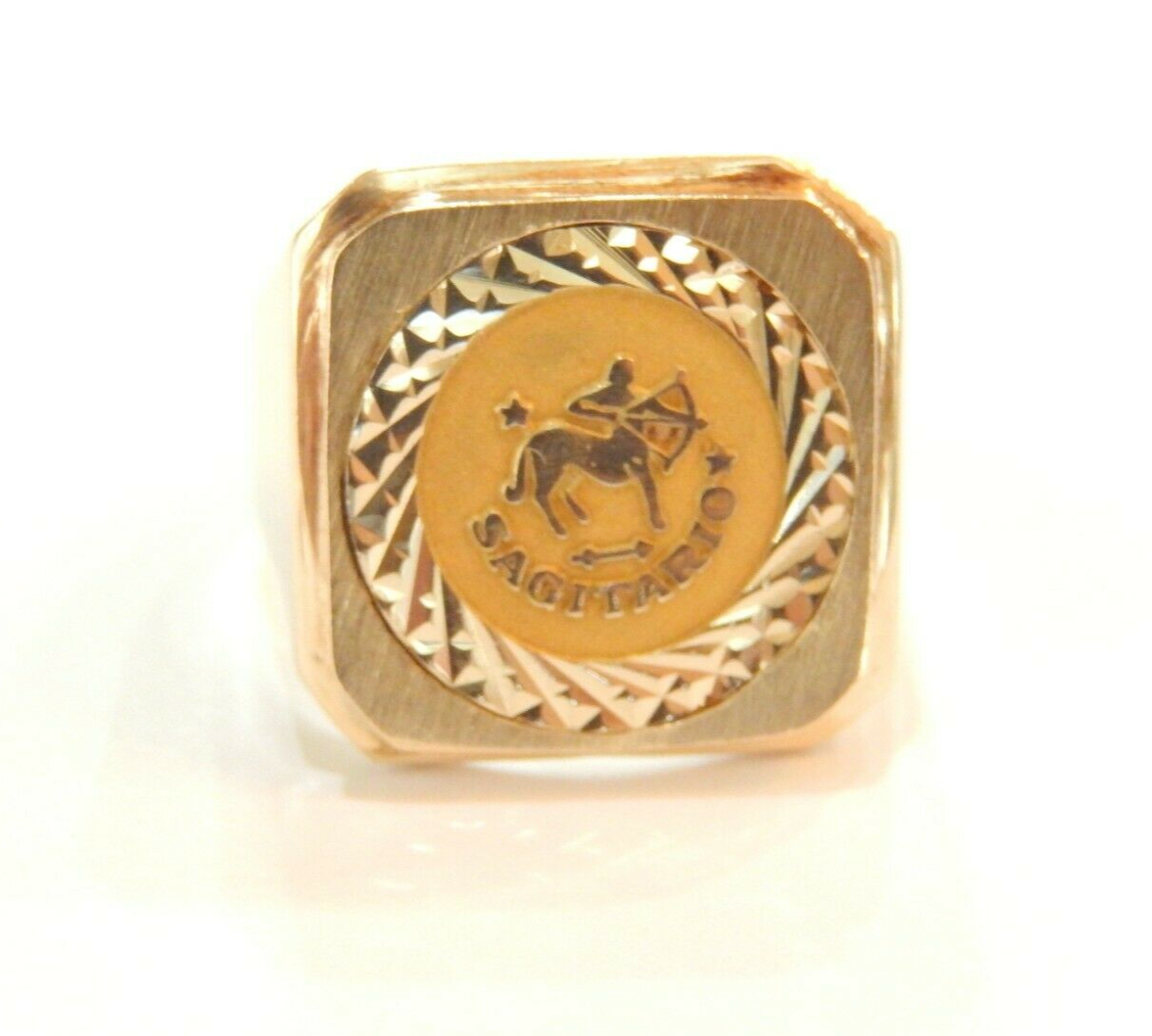 14k Solid Yellow Gold HEAVY Mens Zodiac  Sagitarius Ring  Sz 8.25