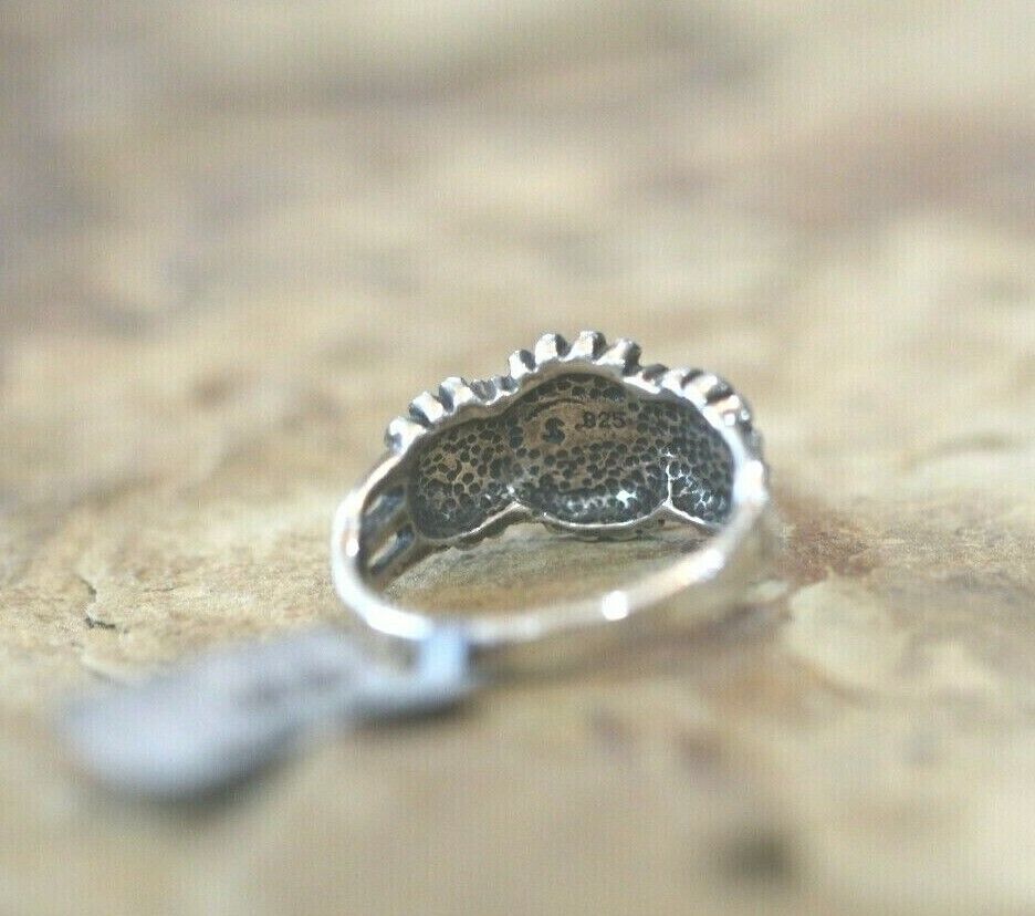 *VINTAGE*  925 STERLING SILVER LAPIS LAZULI & CITRINE BAND RING SIZE 9.5