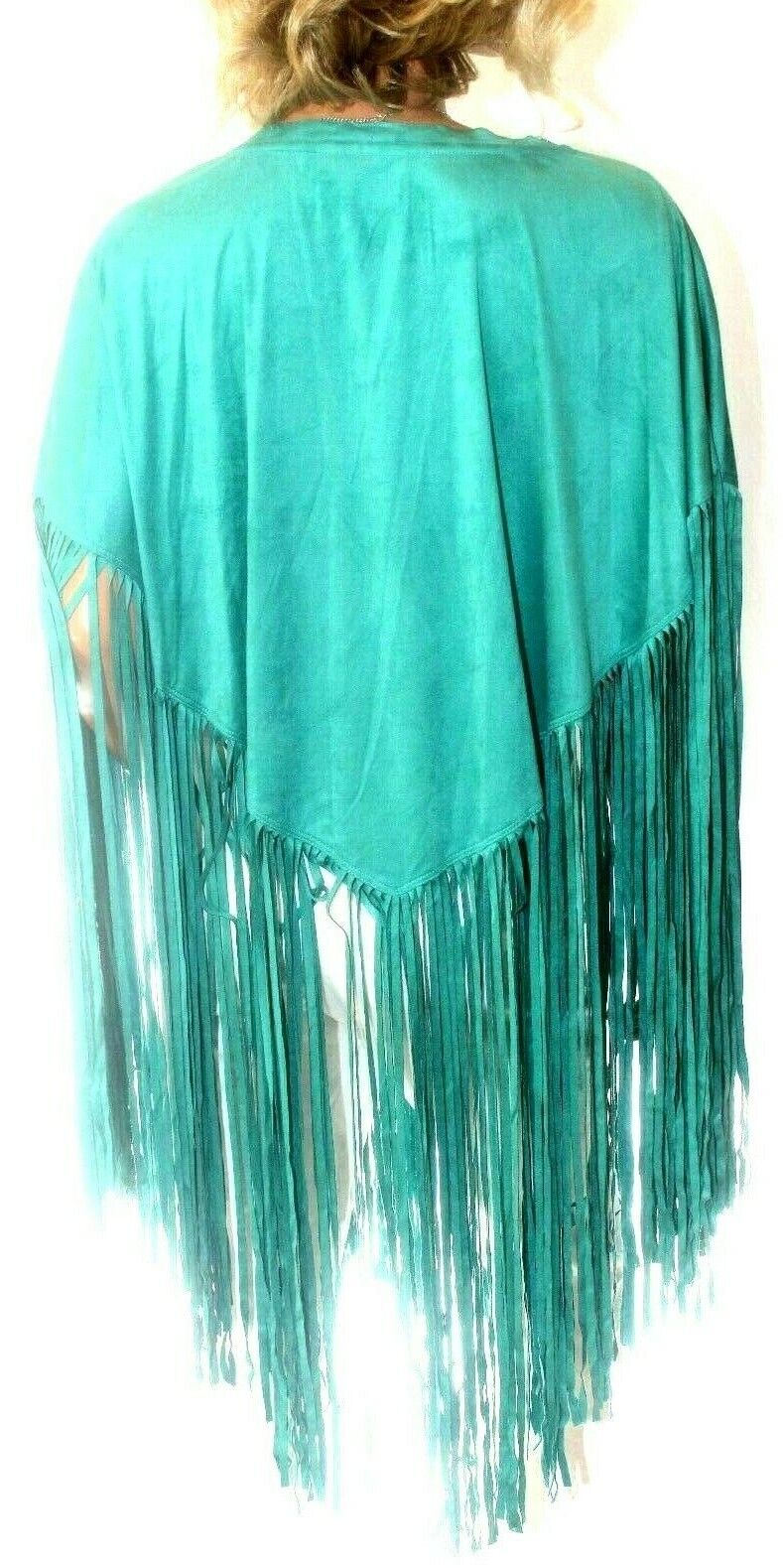 *NWT* COWGIRL JUSTICE Western Cowgirl  Faux Suede  Poncho Long Fringe Pullover S