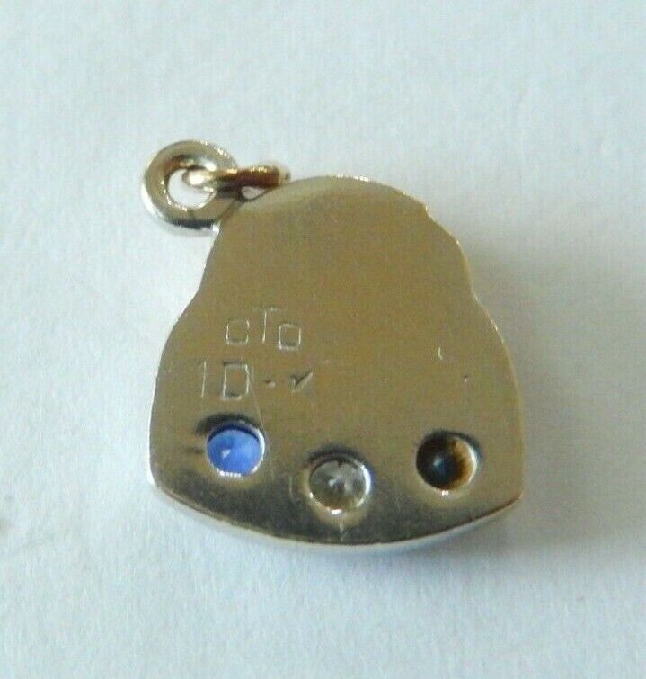 *VINTAGE* 10k White Gold Sapphire & Diamond Bell Telephone  Pendant  / Charm