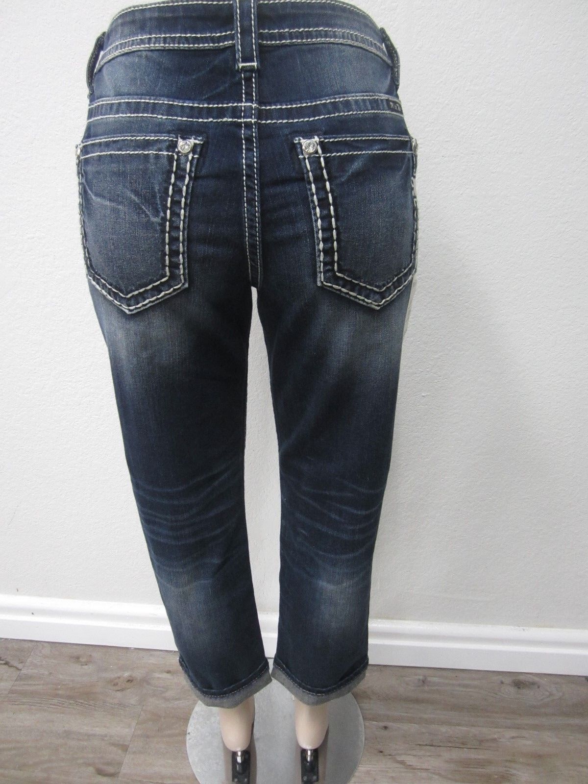 NWT MISS ME Womens JG7759A Slim Boyfriend Ankle Capri Denim Jeans 30 X 26