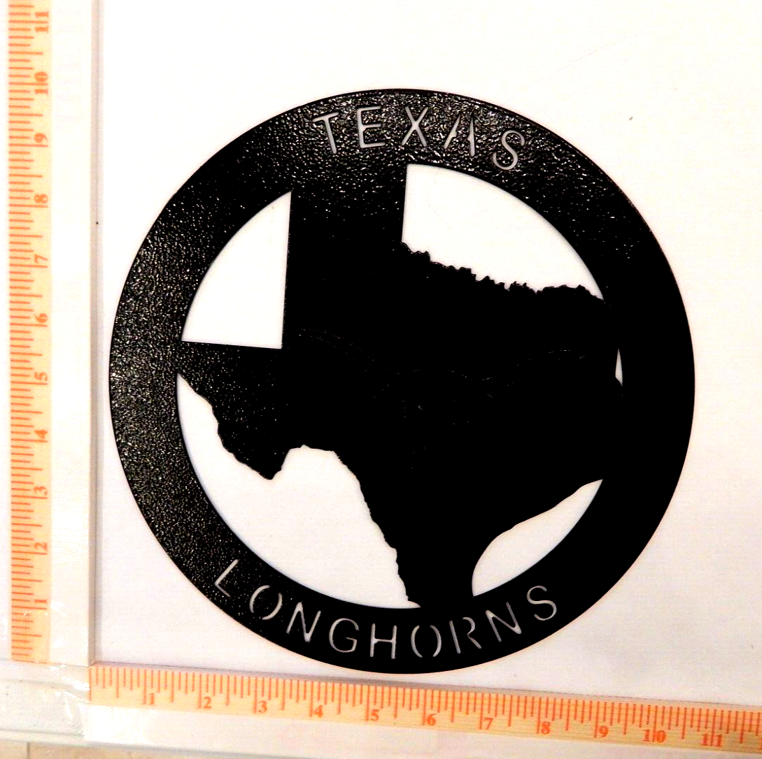 ~NEW~ 14ga.  "TEXAS LONGHORN" -  METAL WESTERN HOME WALL ART 10" Diameter