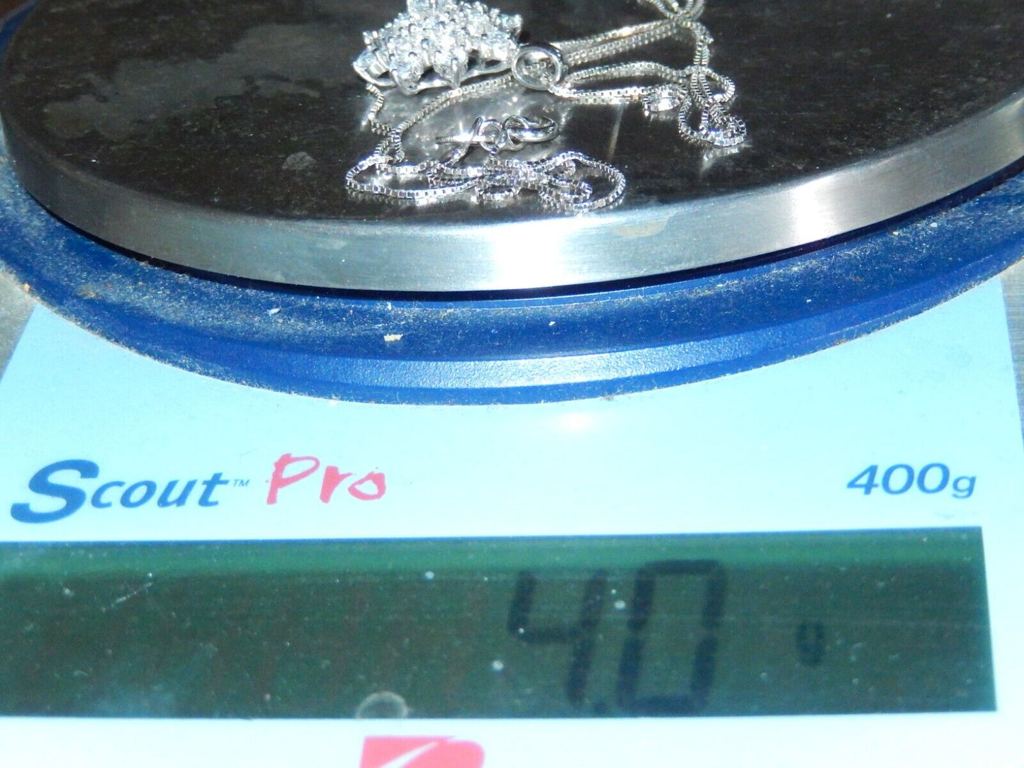 *VINTAGE* Sterling Silver CZ Snowflake Cluster Pendant  w/18" Sterling Chain