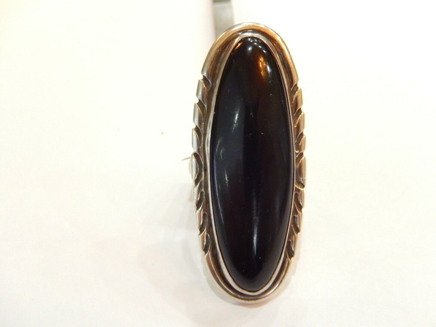 *VINTAGE* HUGE 2 3/8" Native American NAKAI Black Onyx Sterling 925 Ring Size 13