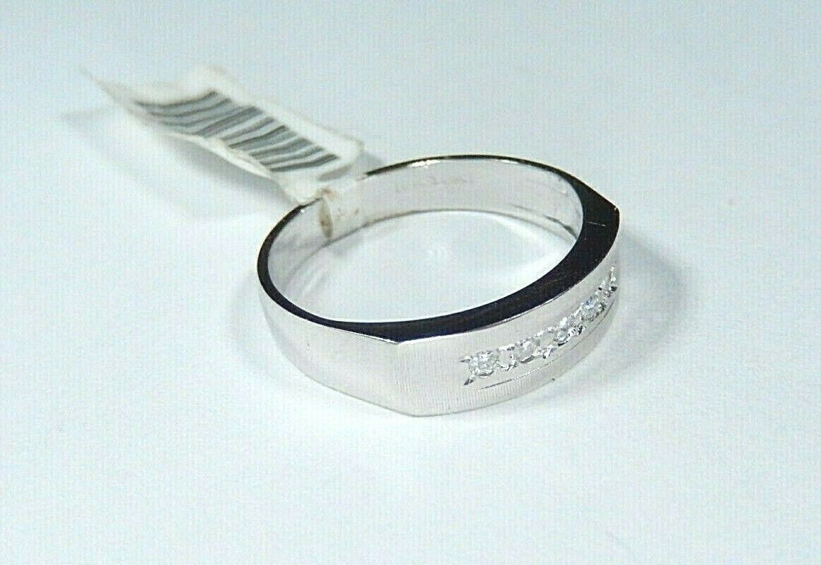 *VINTAGE* 14K White Gold 5 Natural Diamond 5mm Wide Wedding Ring Band Size 7.25