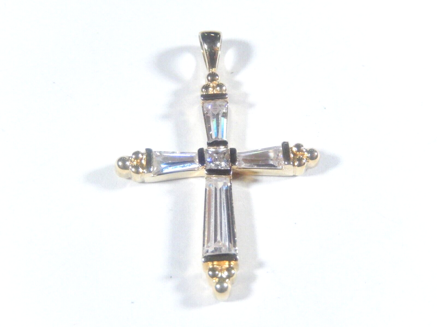 Vermeil Gold Over Sterling 925 Silver Cross CZ Pendant
