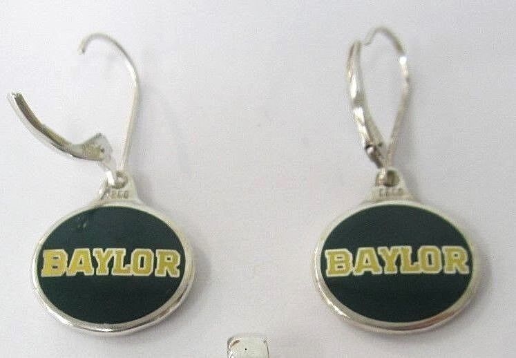 *NEW* Baylor University 925 Sterling Silver & Enamel Leverback Earrings