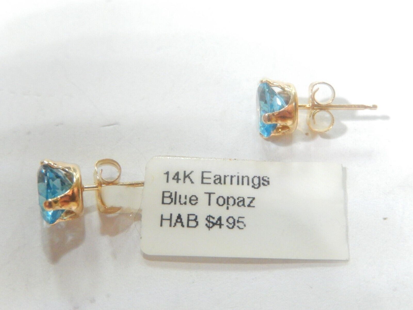 *NWT*  14k Yellow Gold 1.50CT  Oval-Cut London Blue Topaz Womens Stud Earrings