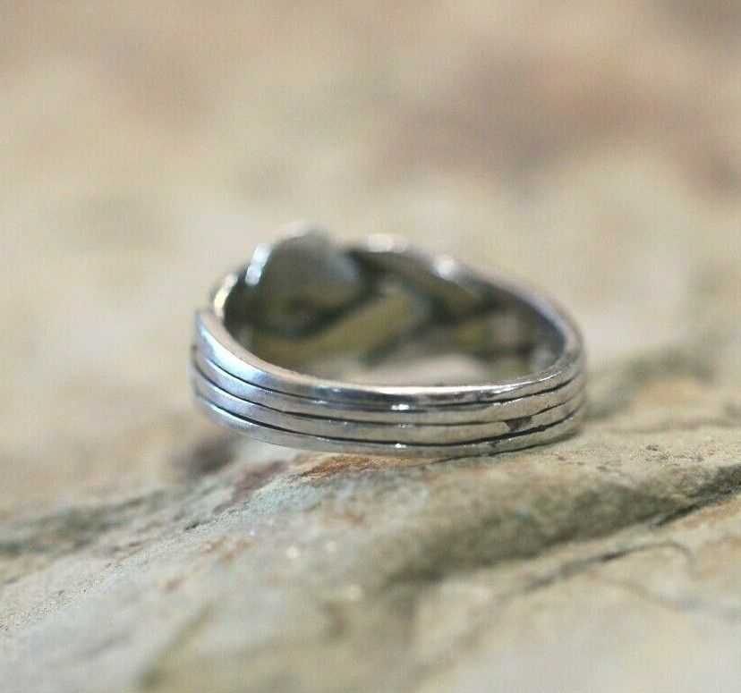 VINTAGE STERLING SILVER MODERNIST PUZZLE RING 4 RINGS SIZE 11.75