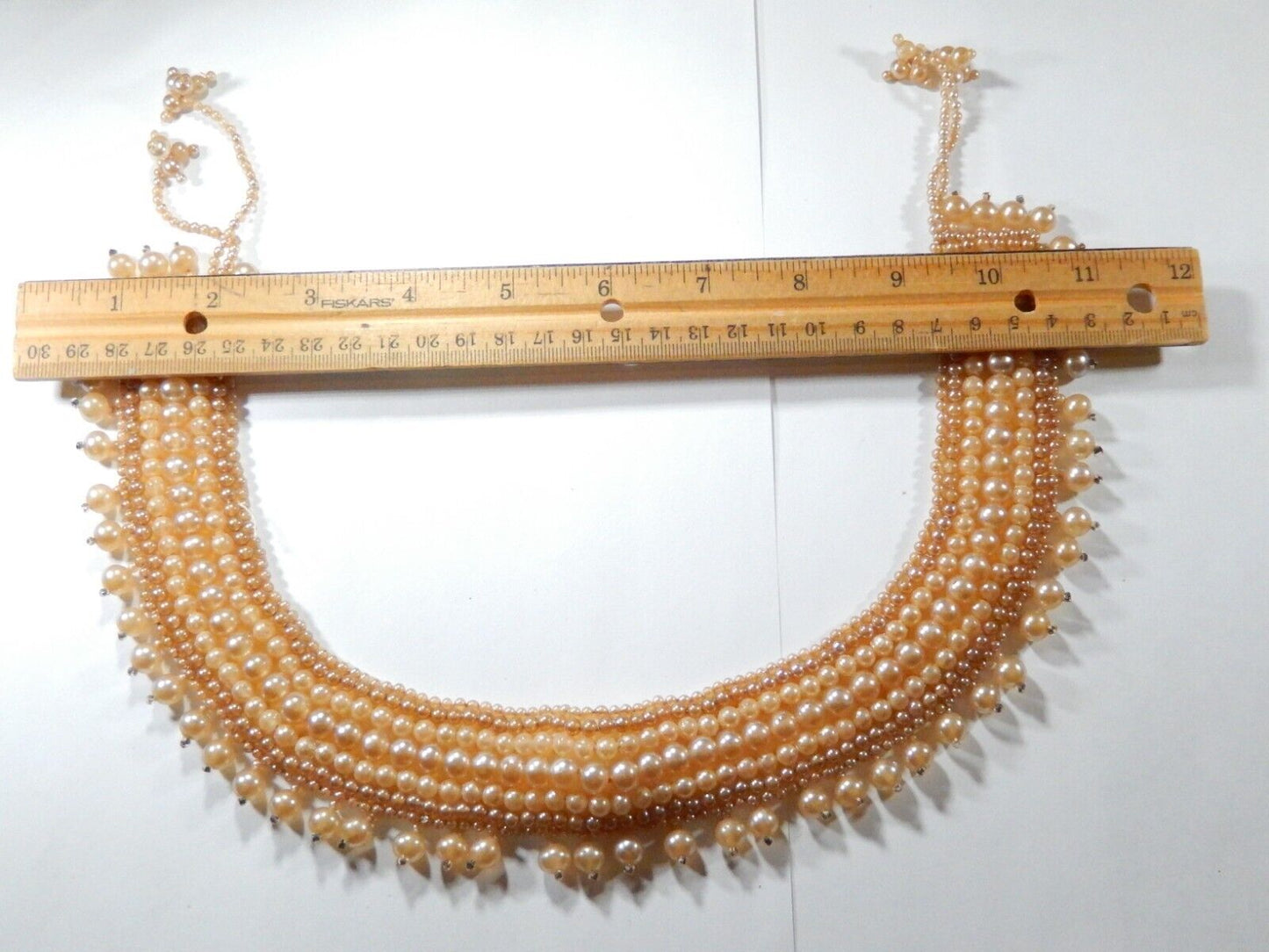 GLENTEX Vintage Jewelry Necklace 7-Row Faux Pearl Collar 18” long MADE IN JAPAN