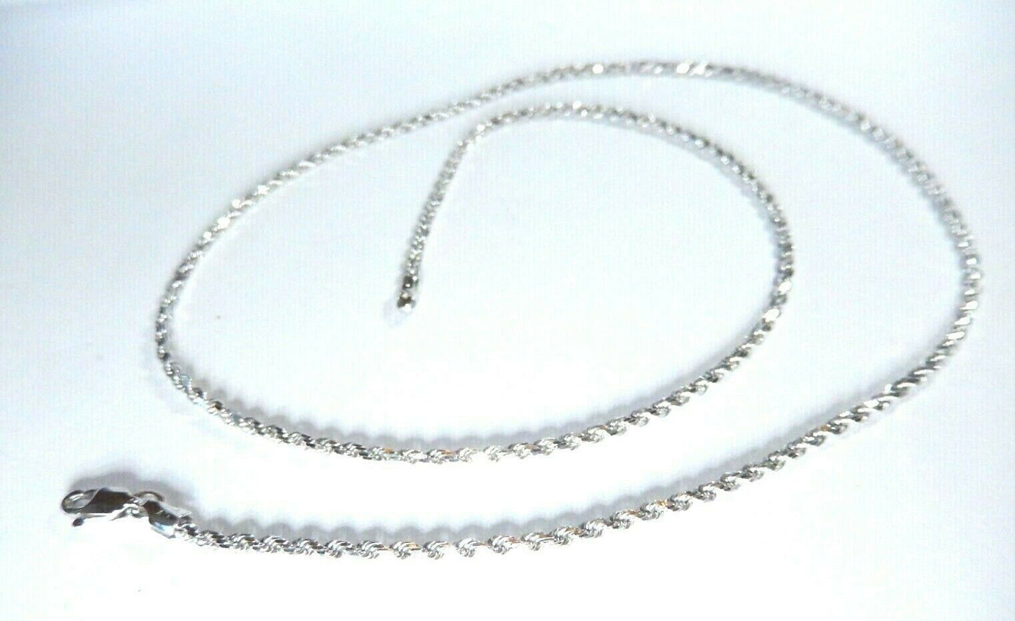 *NEW*  14k Solid White Gold 2mm  Diamond Cut 20" Rope Chain Necklace