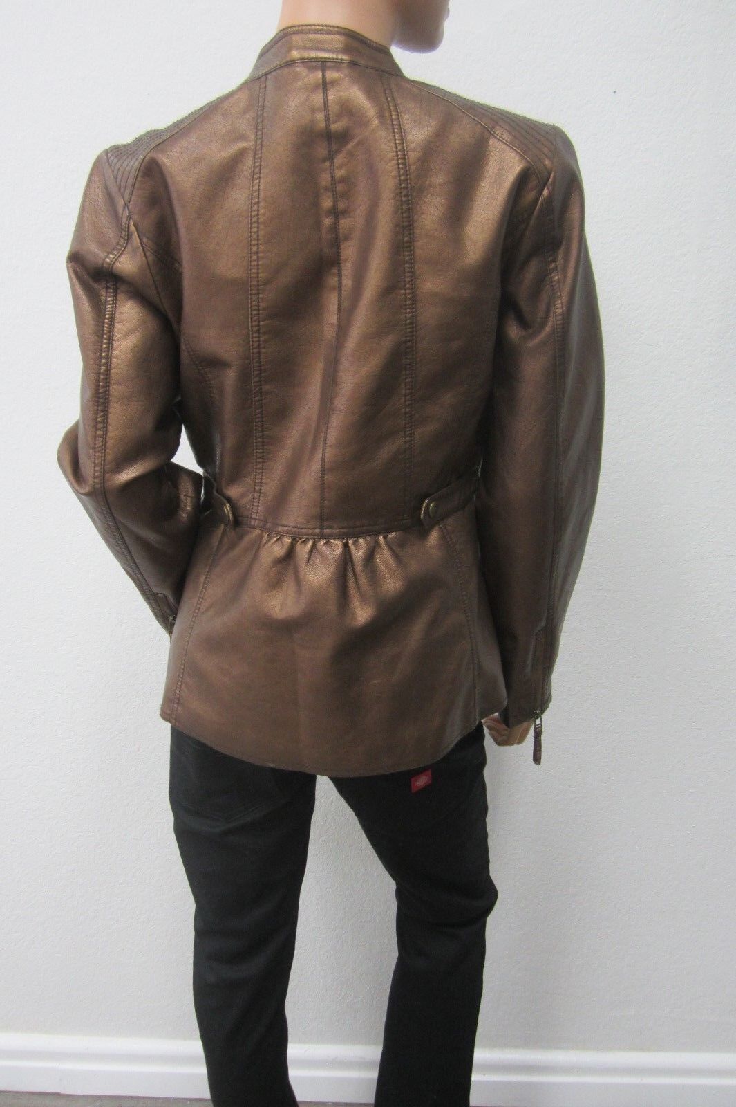 Valerie Stevens  SUPER CUTE Faux Leather Women's Copper Zip Jacket Size Med.