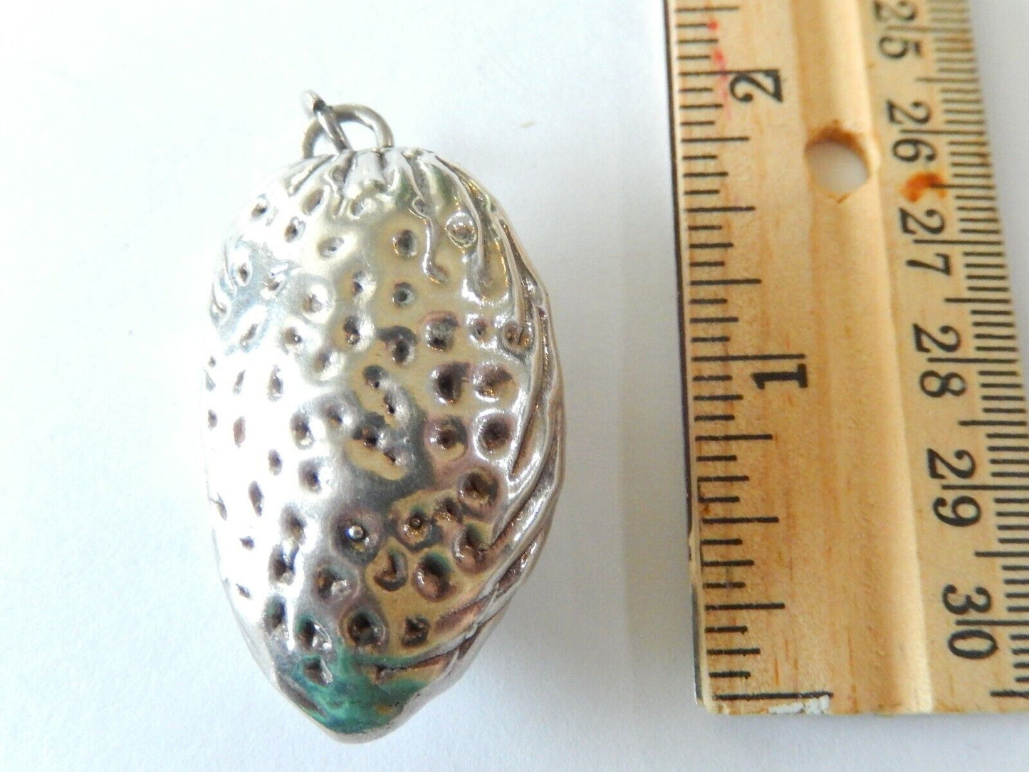 *RARE*  Lovely  LARGE Vintage Sterling Silver Almond  Pendant 2" Tall