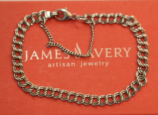 James Avery Sterling Silver Medium Double Curb Charm Bracelet - 7 3/8"