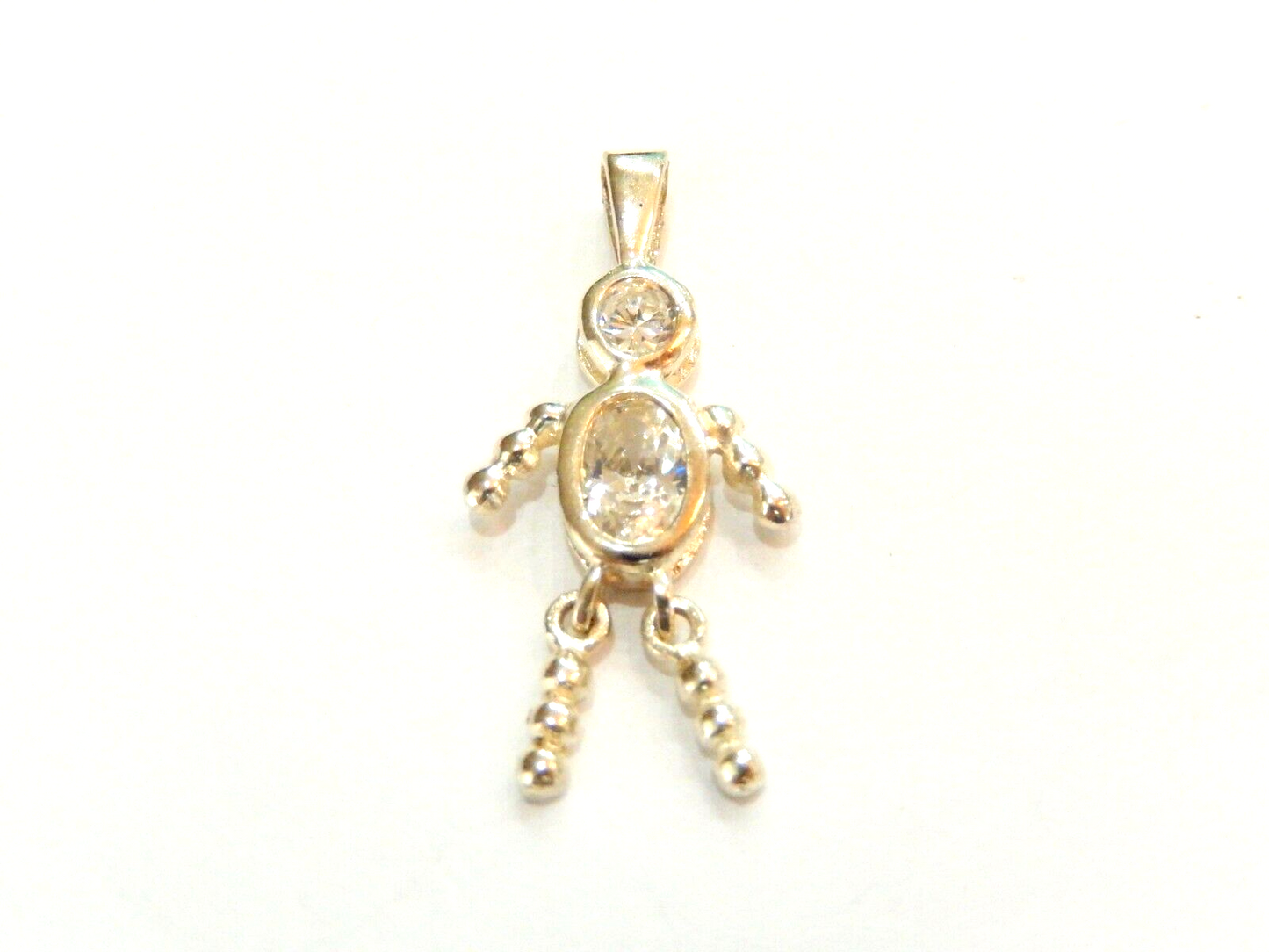 Clear CZ April Sterling Silver Birthstone Baby Boy Pendant / Charm