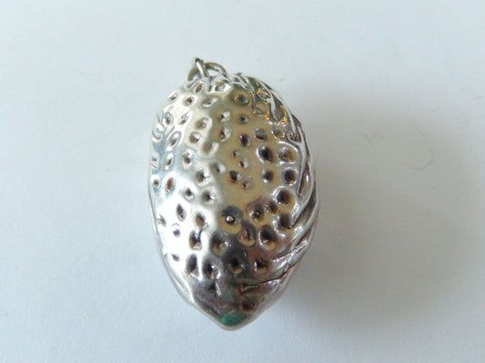 *RARE*  Lovely  LARGE Vintage Sterling Silver Almond  Pendant 2" Tall