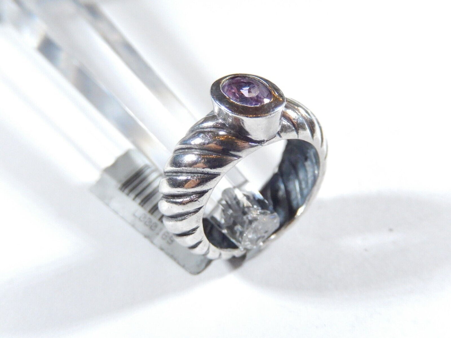 .75CT Oval Amethyst Classic Sterling Silver 8.5mm Wide Twist Band Ring  Size 7