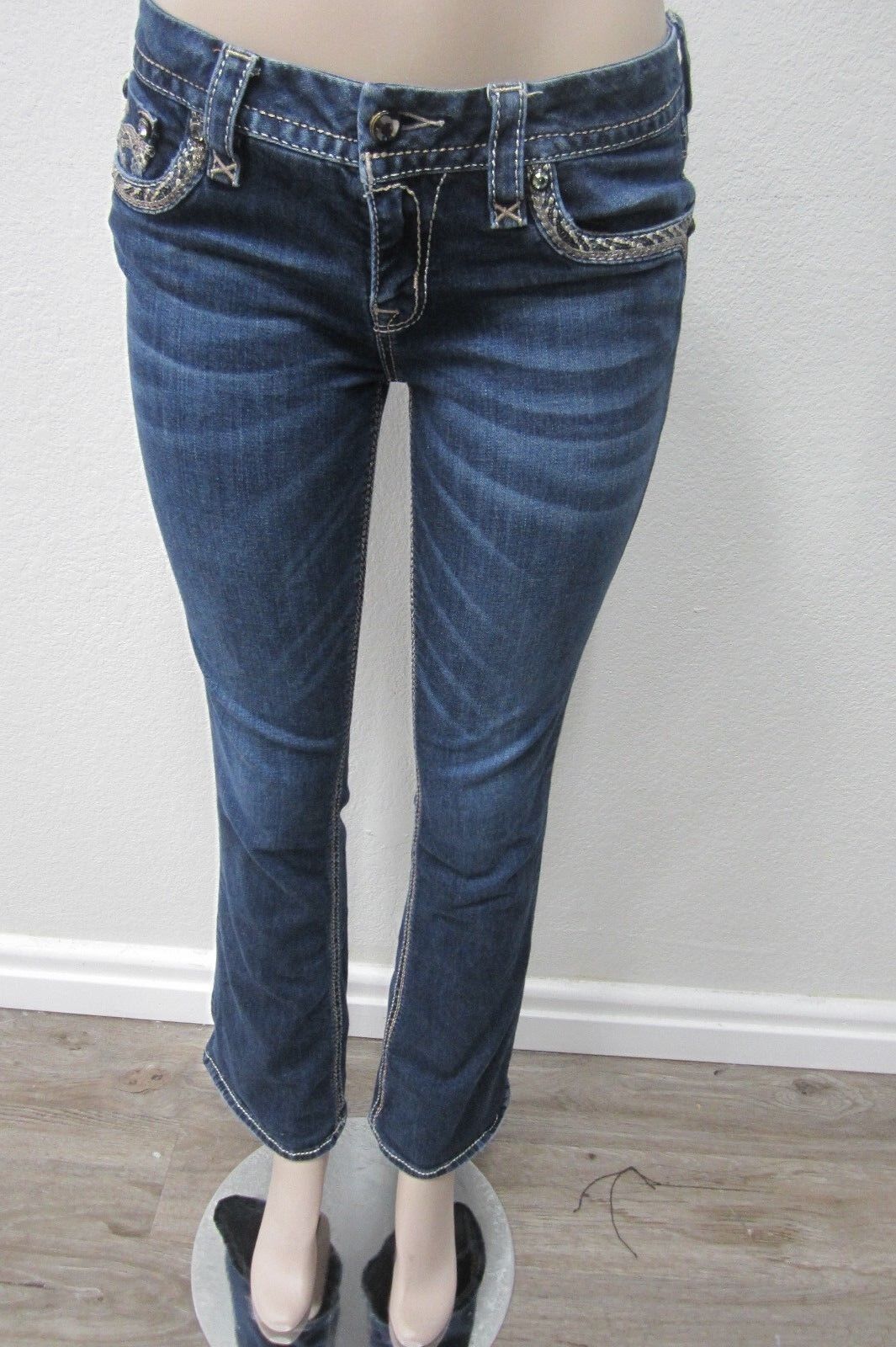*MINT*  Rock Revival Adorna Boot Stretch Women's Thick Stitch Jeans Size 29 x 30