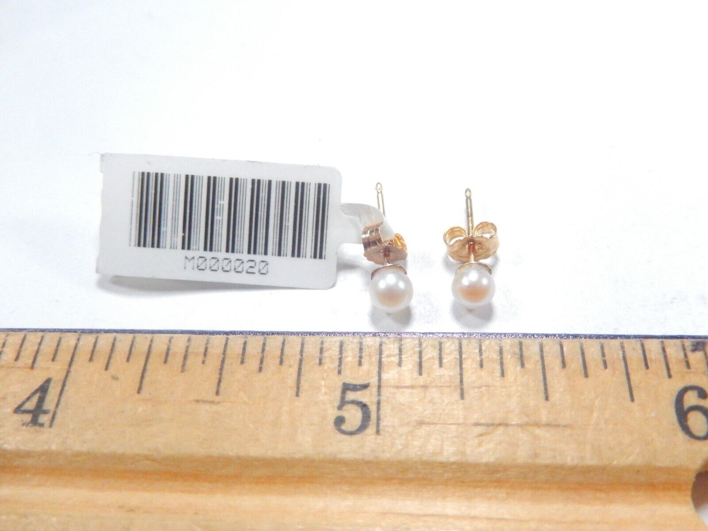 14k Solid Yellow Gold Cream Pearl 4 mm Butterfly Backs Earrings