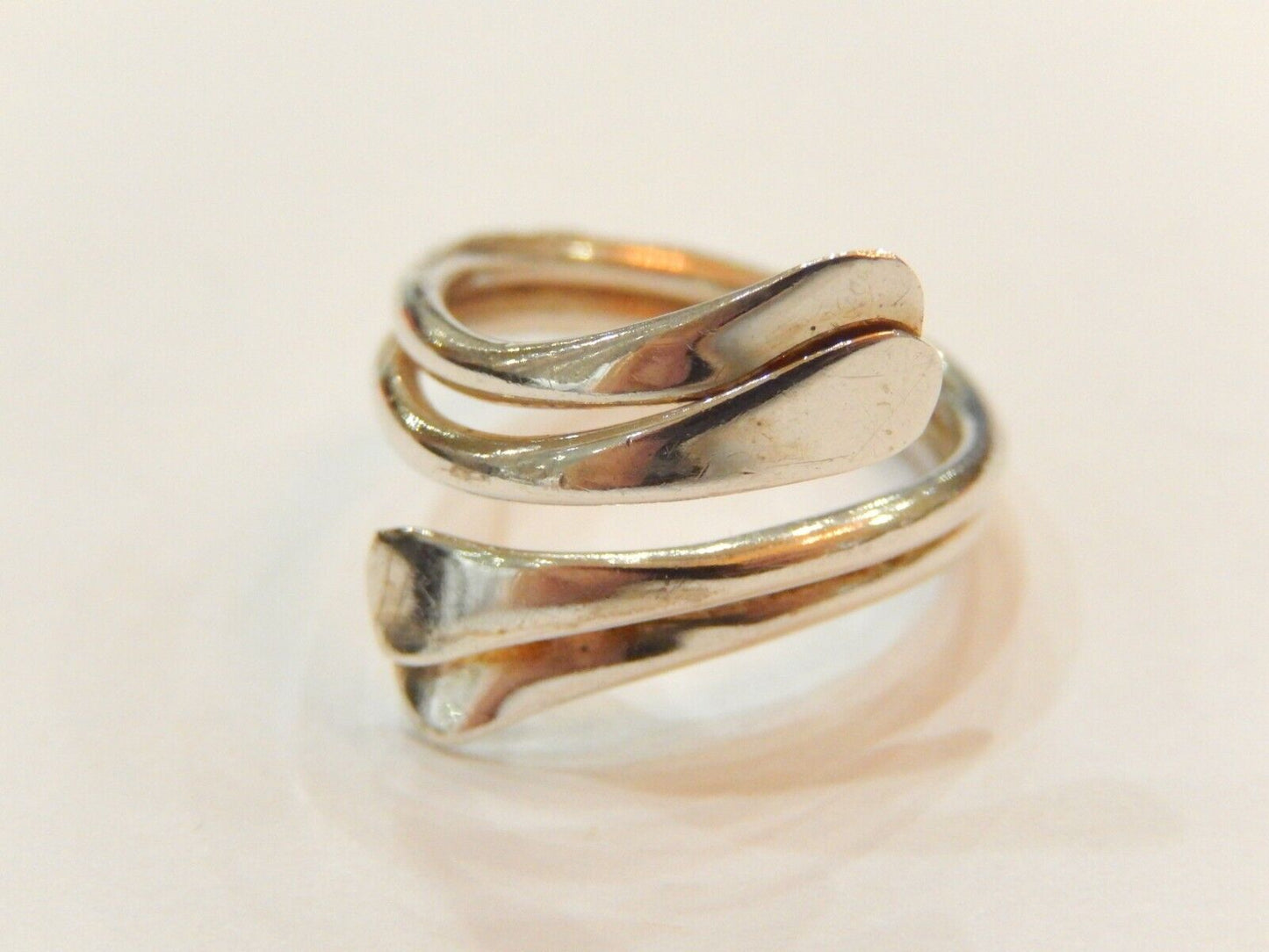 *VINTAGE*  Sterling Silver Modernist Wrap Around Band Ring Size  Adjustable