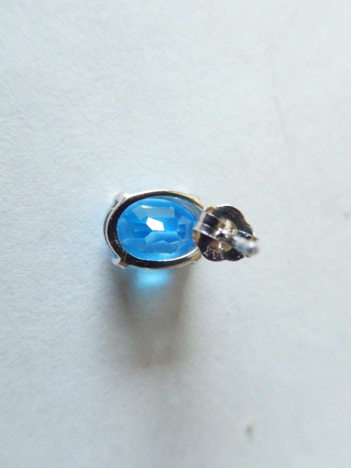 *NEW* 14K White Gold 2.5 CT Oval Deep Blue Topaz Stud Earrings Jewelry 8mm x 6mm