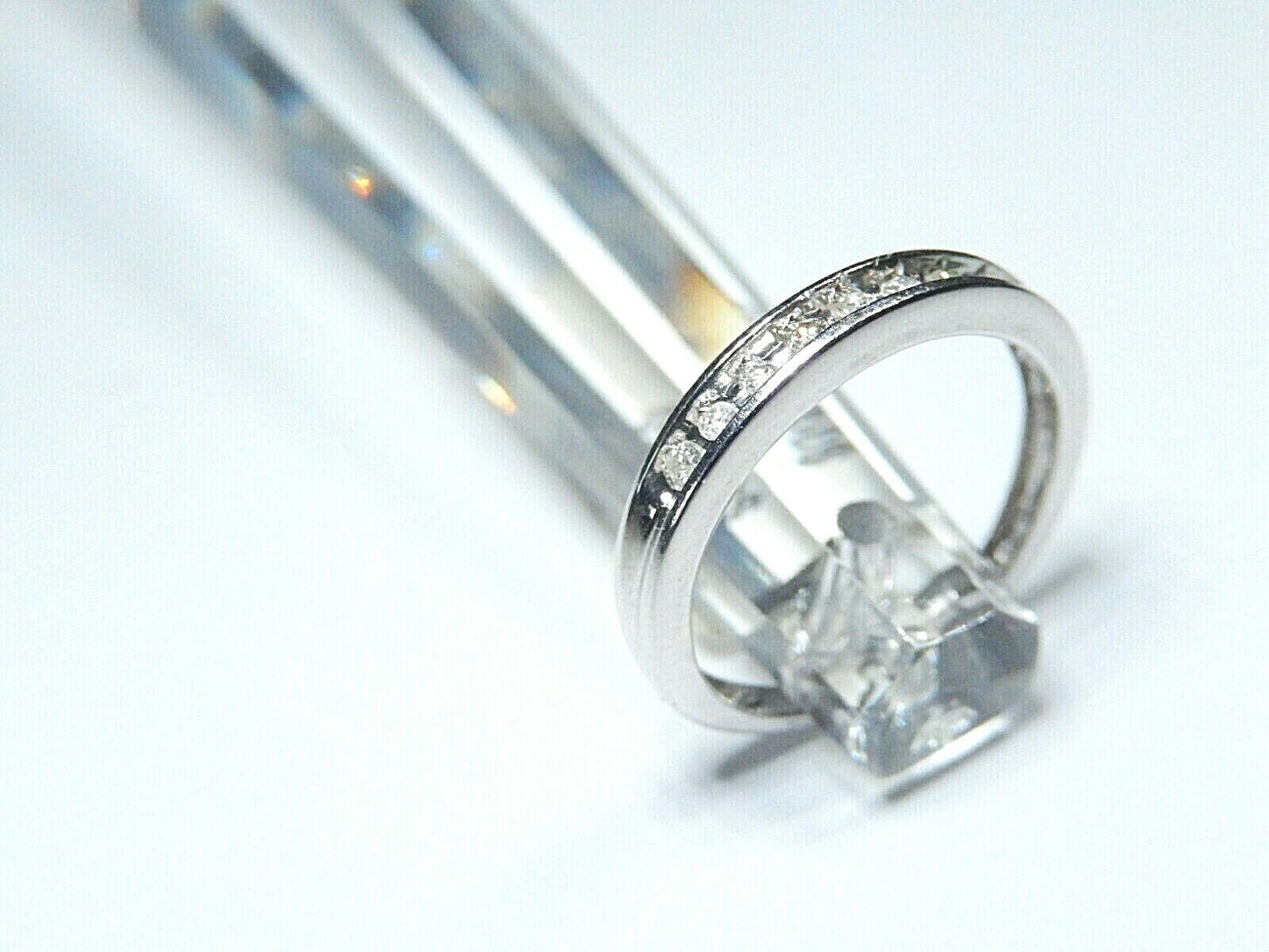 *VINTAGE* 14K White Gold  .25ct Diamond Wedding Band Ring Size 4.5