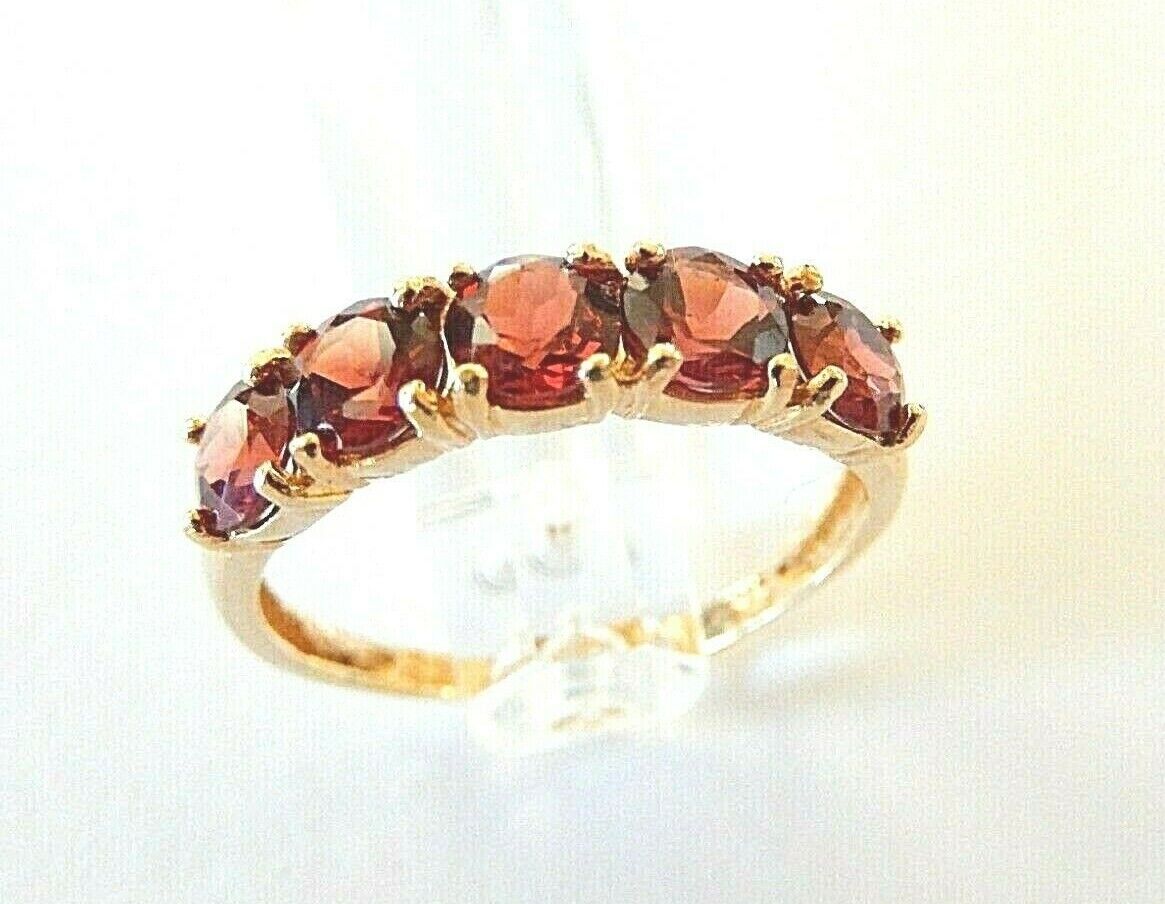 *NEW* 14K YELLOW GOLD 1.50CT ROUND GARNET 5mm BAND RING SIZE 6.75