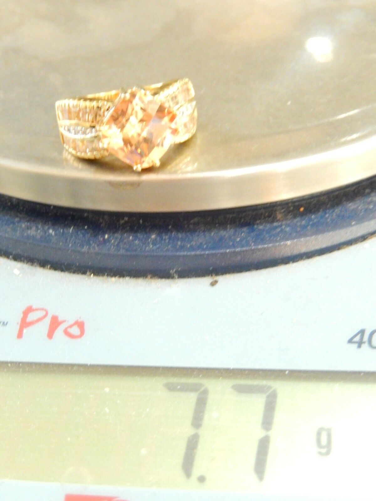 14K Gold Vermeil Sterling 5.00 CT Madeira Citrine & CZ Solitaire Ring Size 5.5