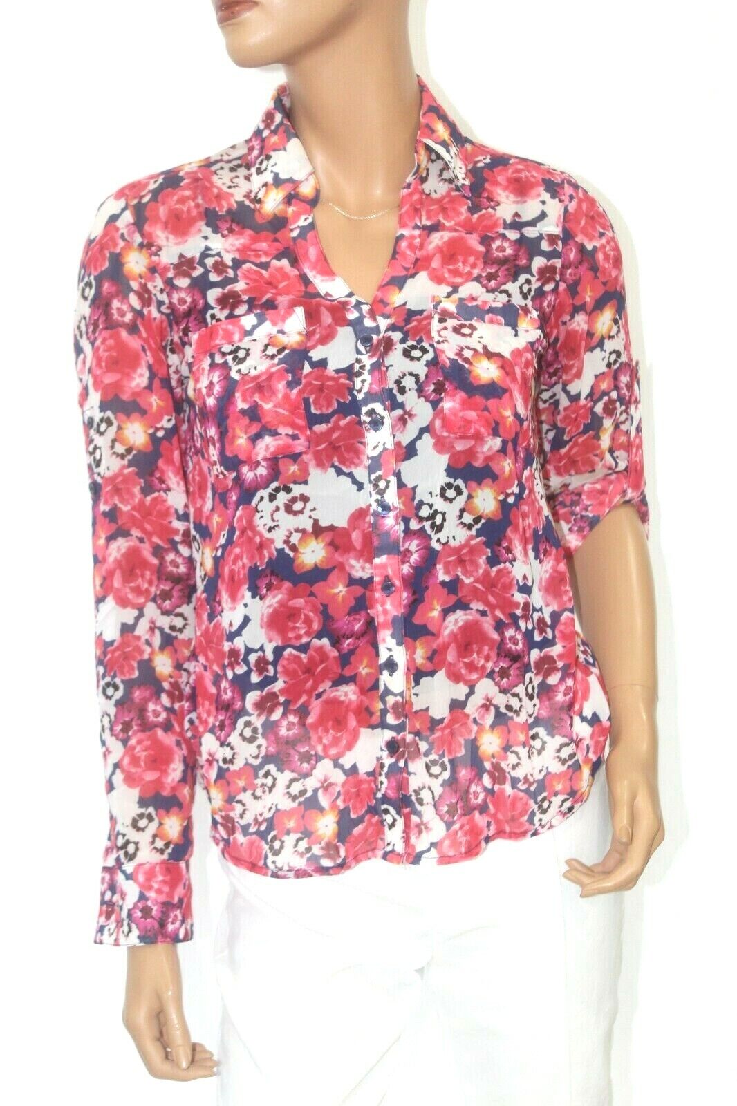 *MINT* Express Women's The Portofino Button Front Shirt  Multicolor Xtra Small