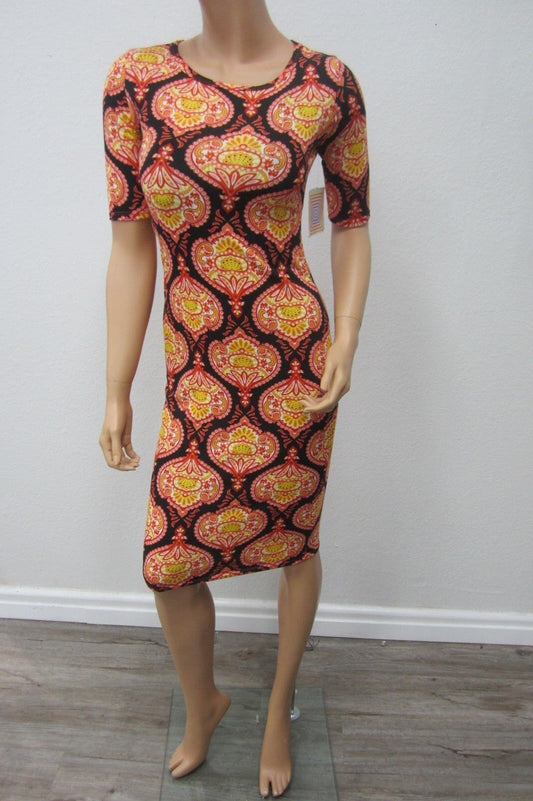 NWT LuLaRoe Julia Dress Size MEDIUM Pink Orange Coral