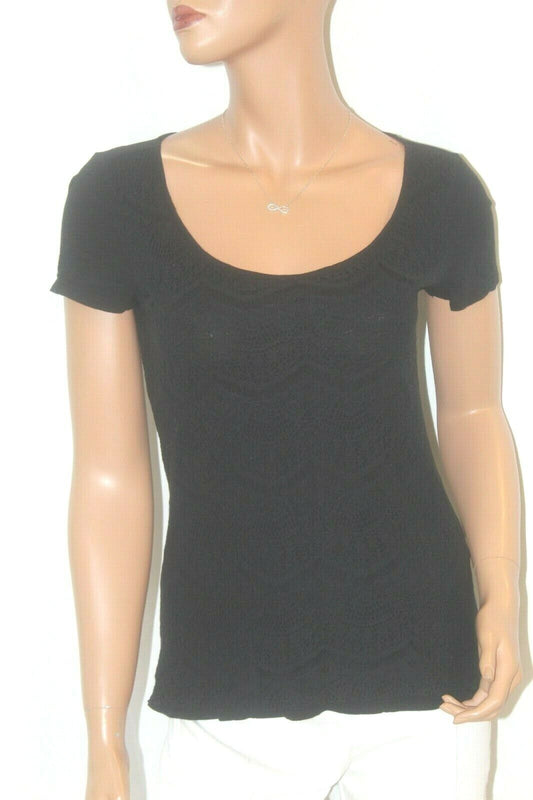 *NWT* $49. Lucky Brand Womens Black Lace Crochet Pullover Top Blouse Size Small