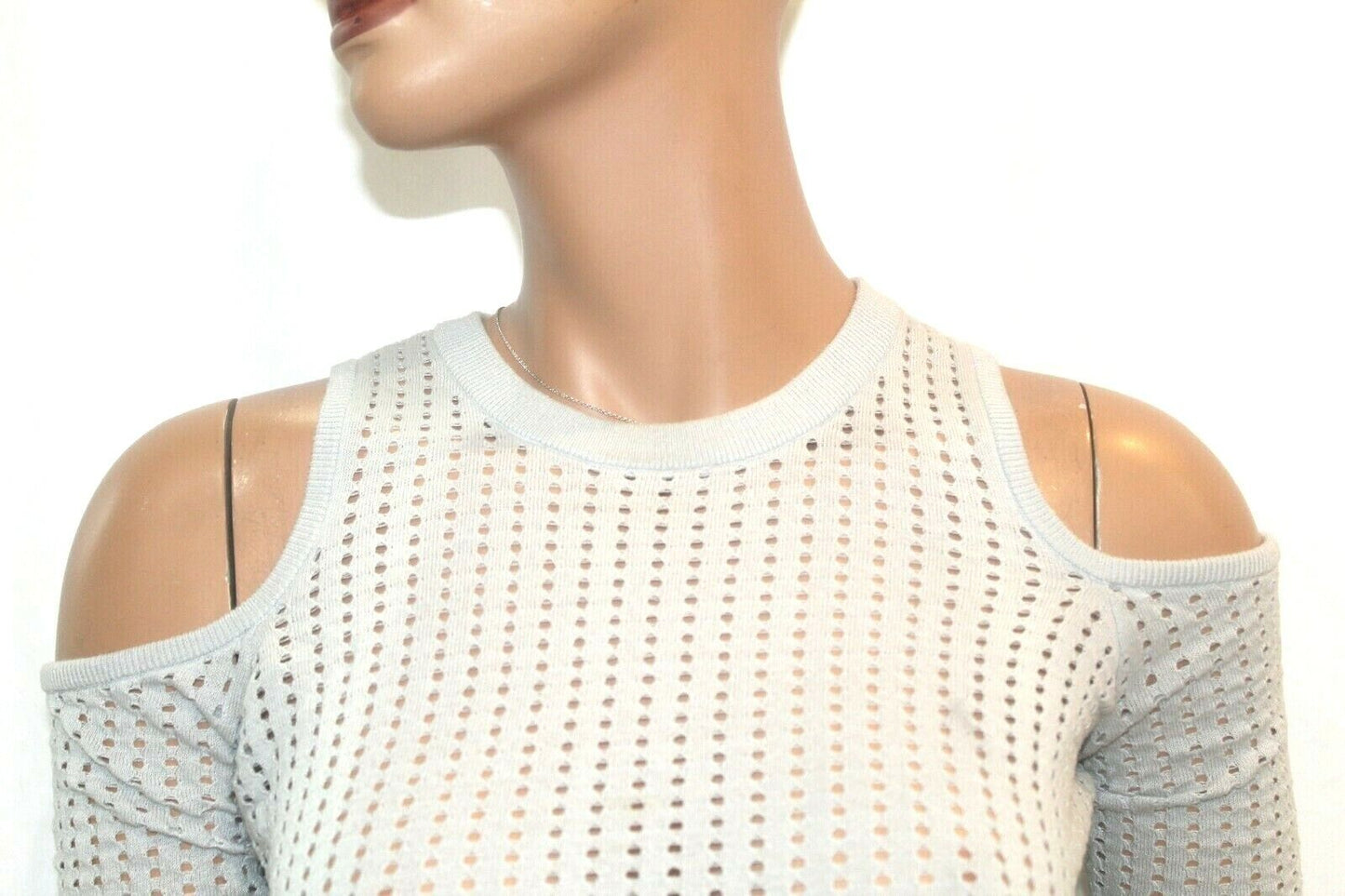 NWT $178. BCBG Maxazria Lucia Chrochet Cold Shoulder Bell Long Sleeve Top Sz XXS