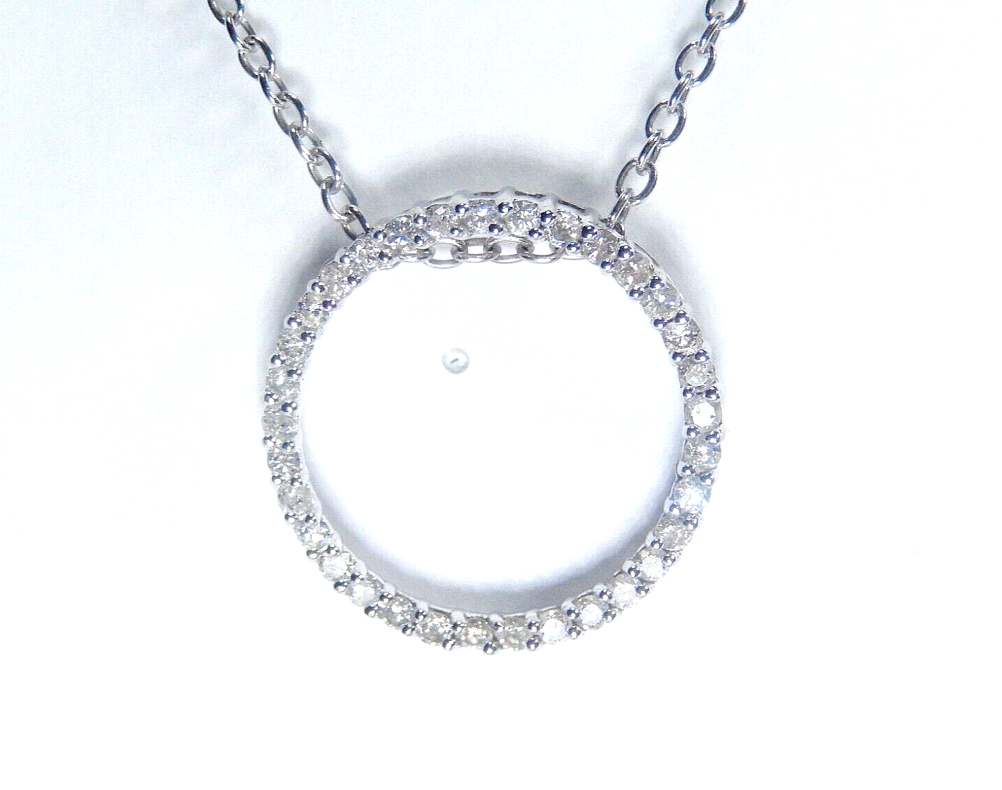 14K White Gold 1/2CTW Natural Diamond Eternity Circle of Life Pendant w/18"chain