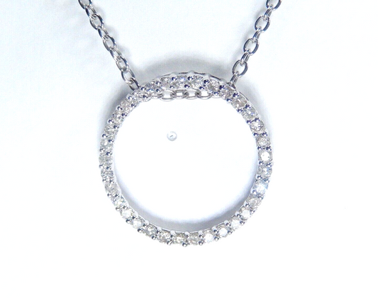 14K White Gold 1/2CTW Natural Diamond Eternity Circle of Life Pendant w/18"chain