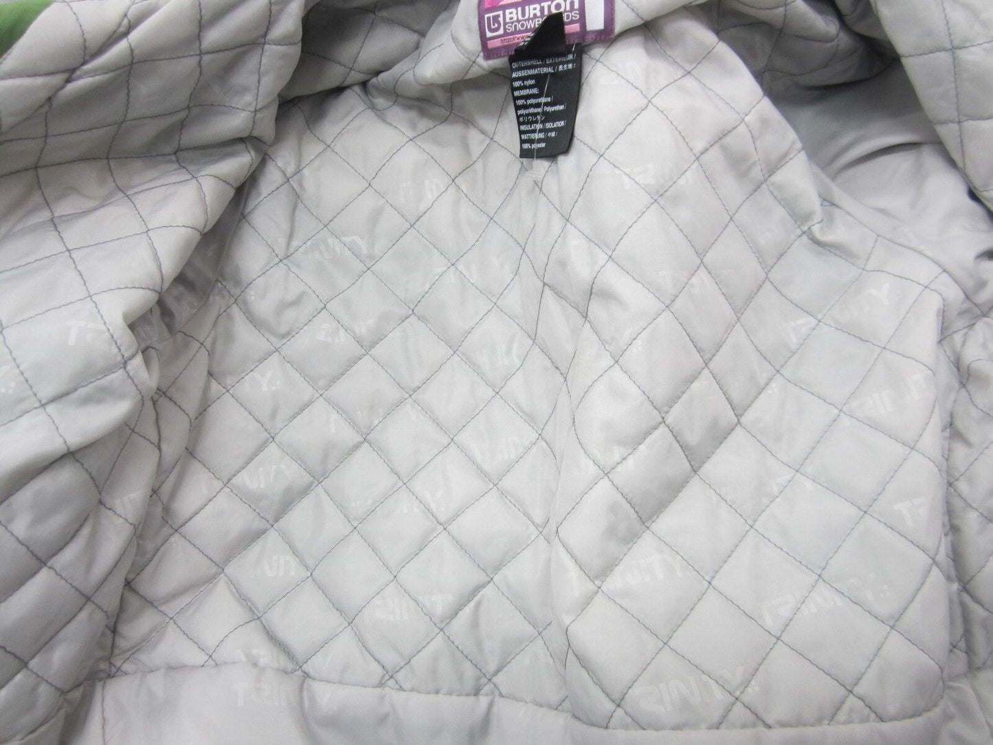 NICE Burton Trinity Snowboard Jacket Size14-16 Women's Green/Grey Zip Coat Ski