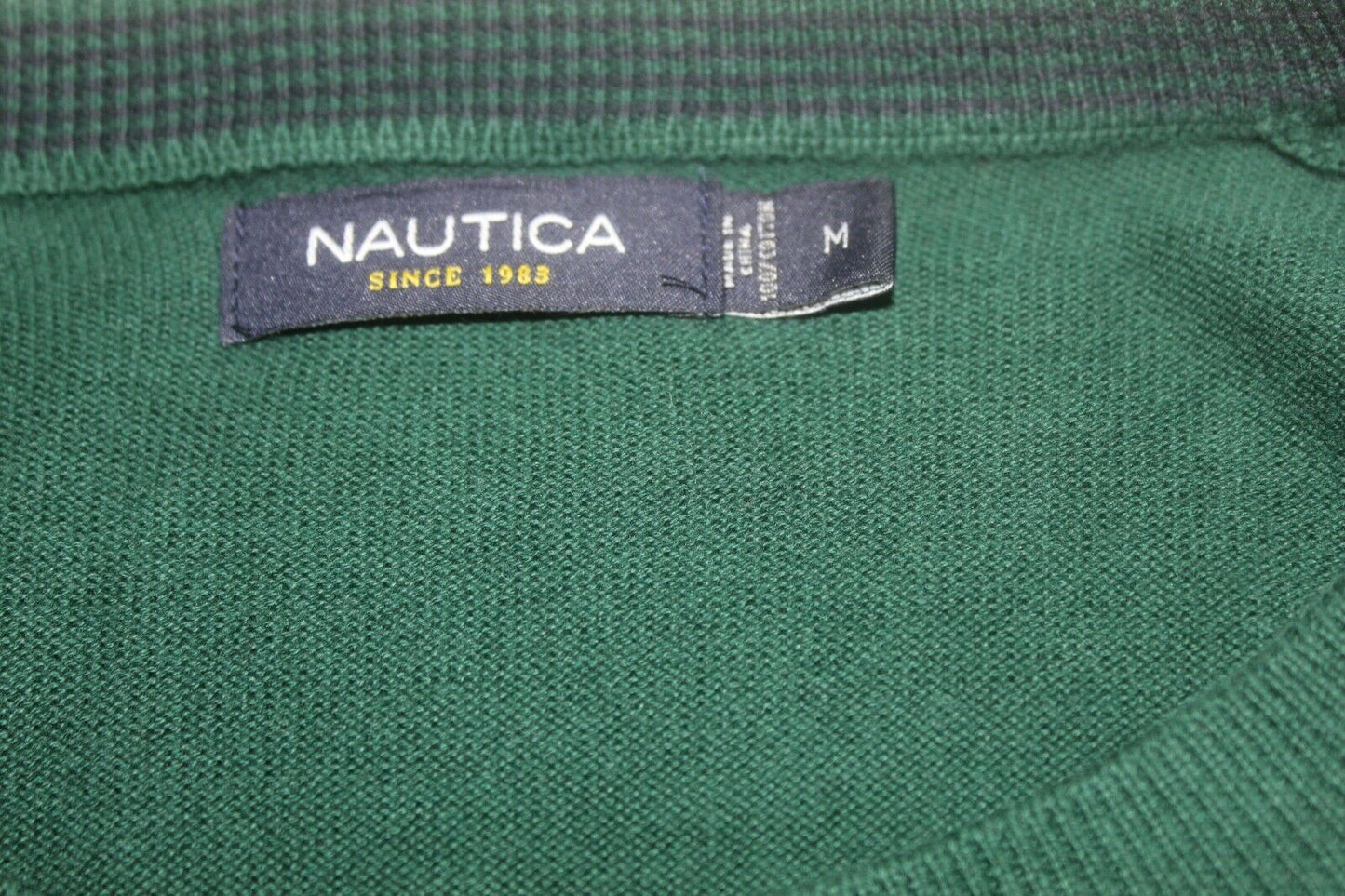 Nautica Logo Mens  Dark Forest Green Crewneck Pullover Sweatshirt Size M