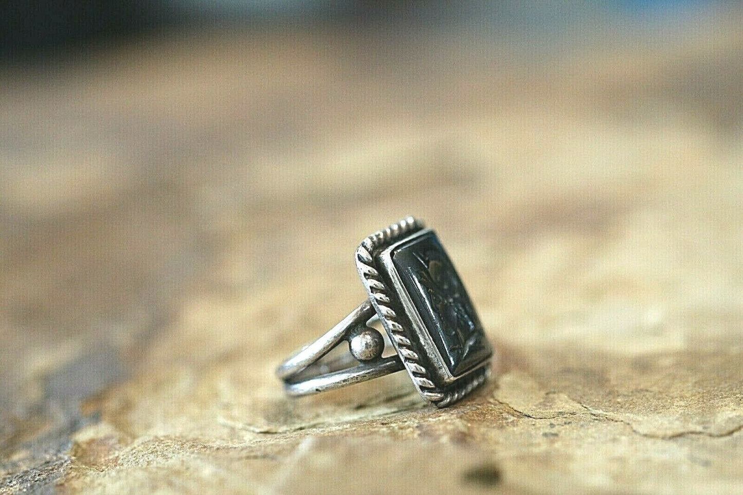*VINTAGE*  Sterling Silver Roman Cameo Soldier Spartan Gladiator Head Ring Sz 9