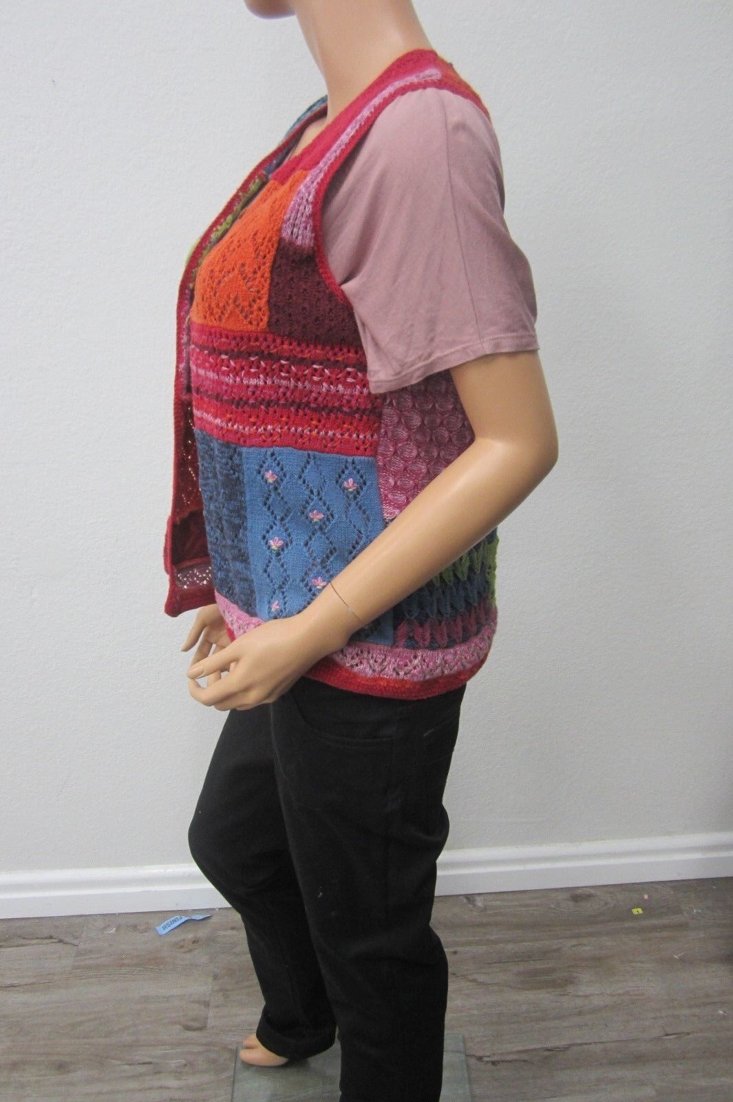 *MINT*  VINTAGE SUSAN BRISTOL HAND-EMBROIDEREd SWEATER Vest  WOMEN'S Sz Large