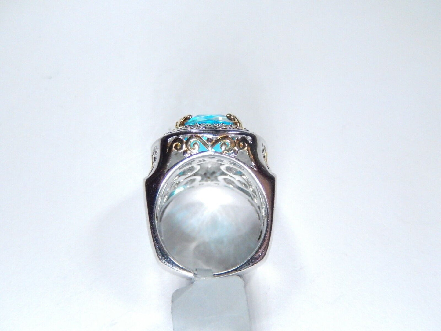 Michael Valitutti NH 12.0 CT BlueTopaz Gemstone Sterling Silver 15gm RING Sz 6.5