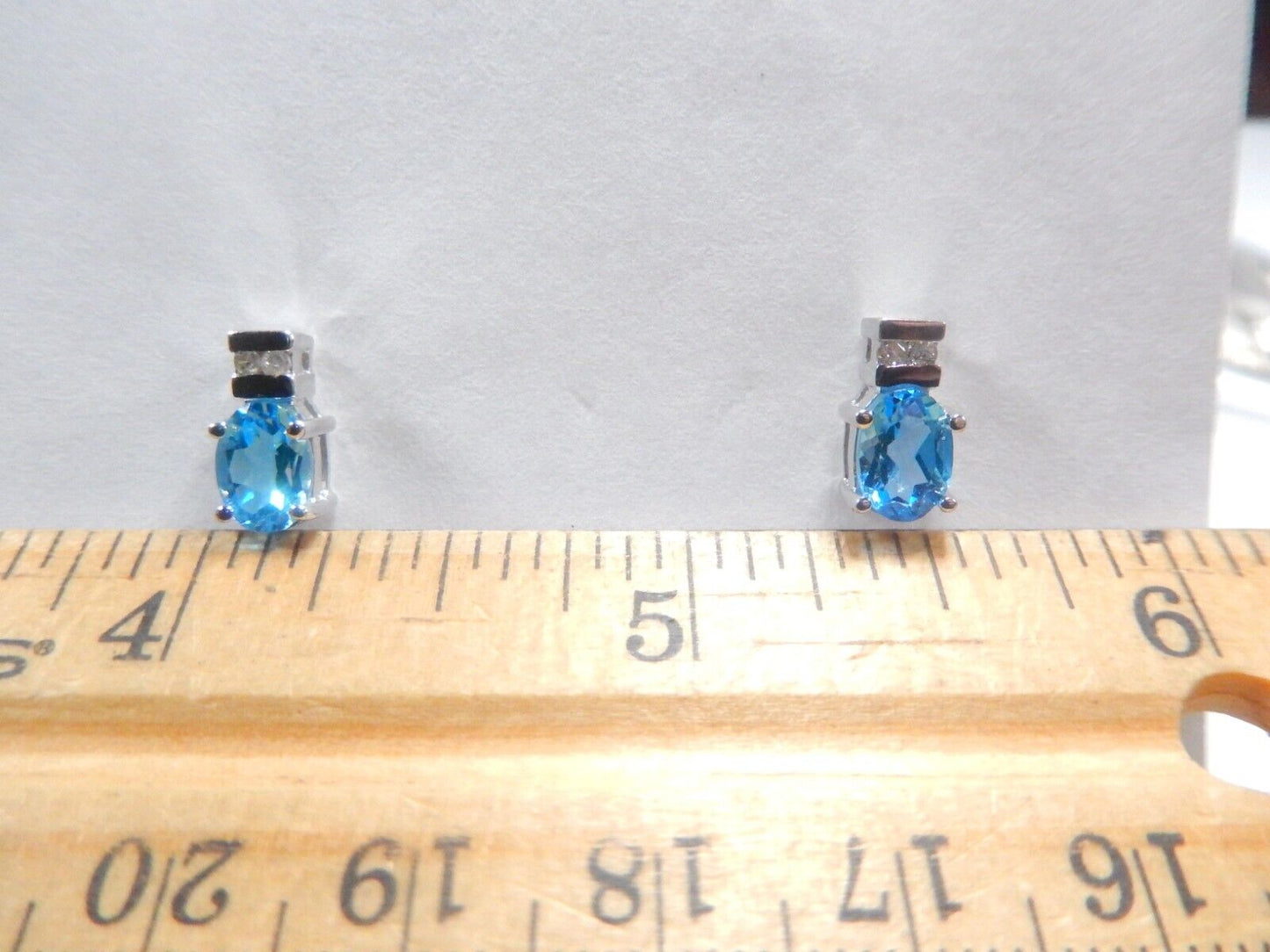 14K White Gold 1.50 CT Natural London Blue Topaz and Diamond Stud Earrings