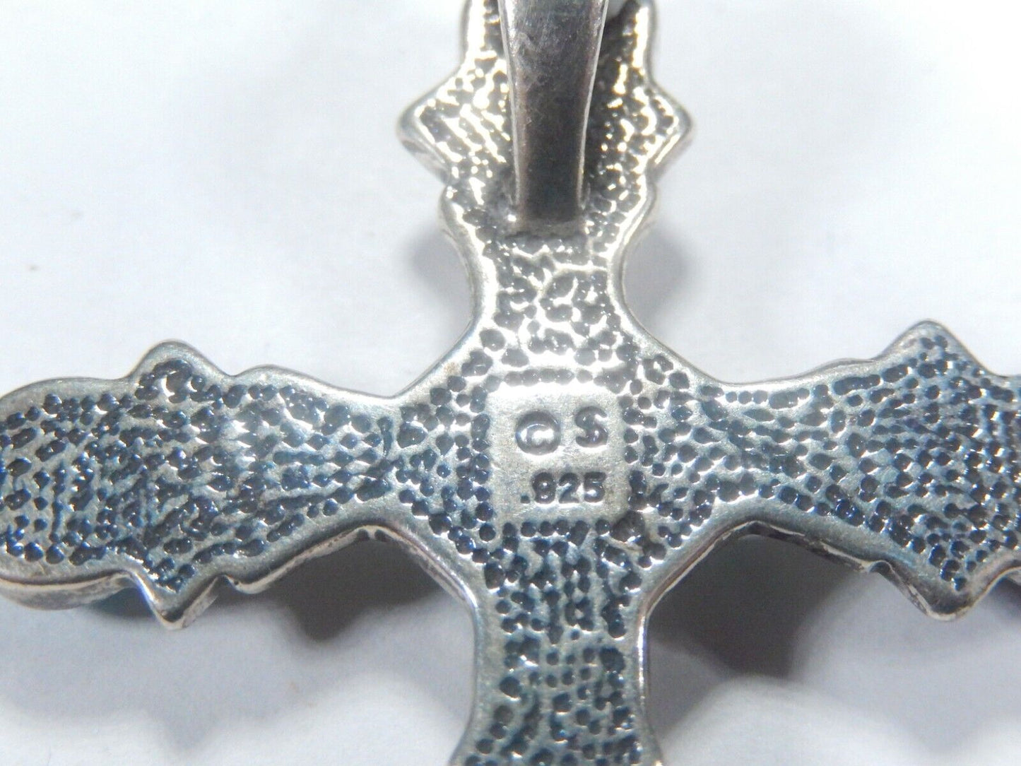 *VINTAGE*  STERLING SILVER MULTI GEMSTONE STONE CROSS PENDANT 2" x 1.5"