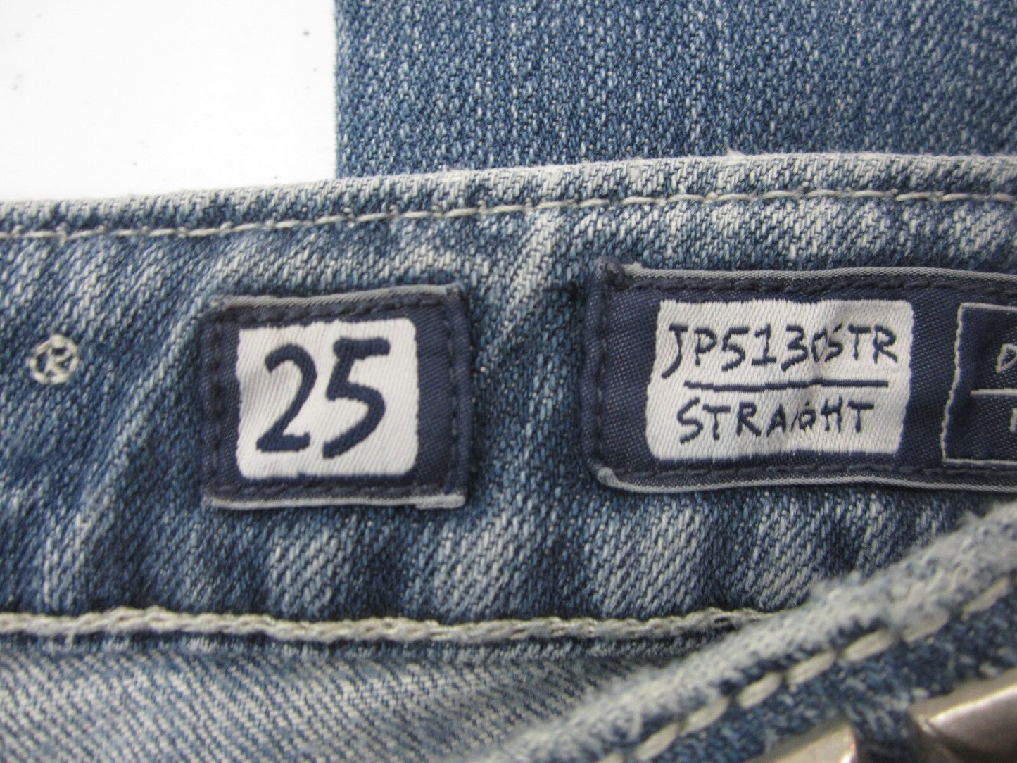 NICE Miss Me jeans JP5130STR  Straight Leg Studded Waistband Med Wash Sz 25 x 31
