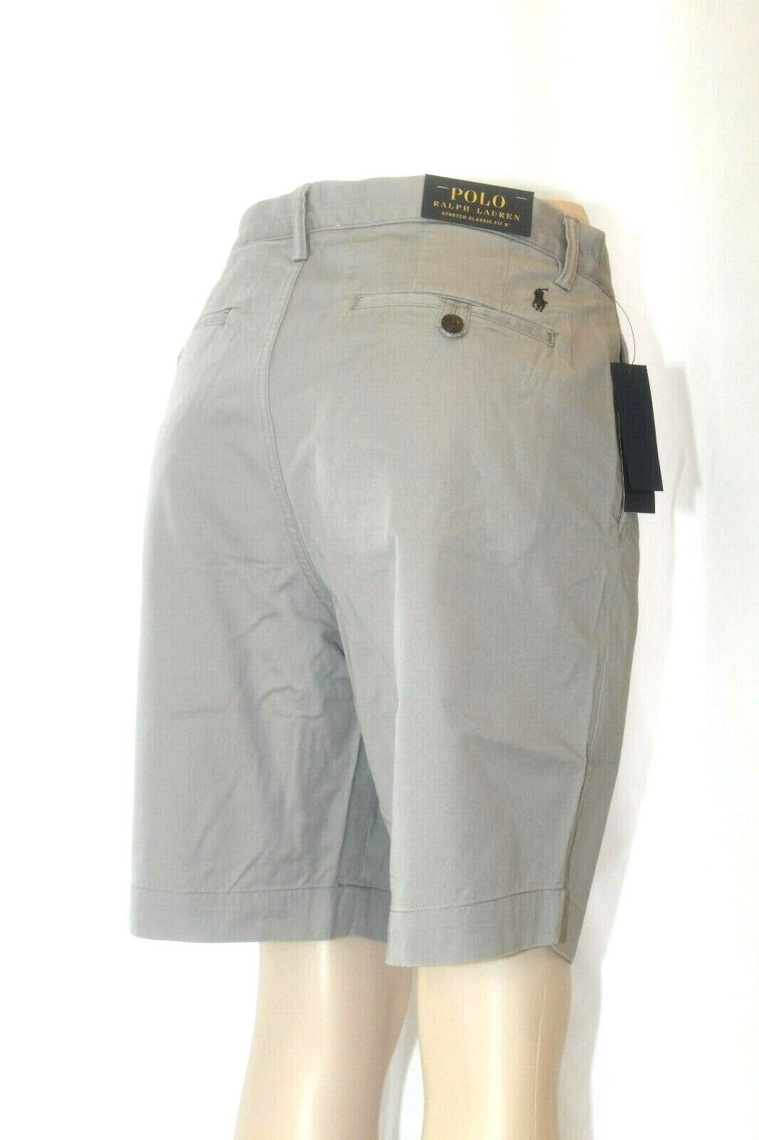 NWT -  $75.Polo Ralph Lauren Men Grey Chino Shorts Stretch Classic Fit 9" Siz 40