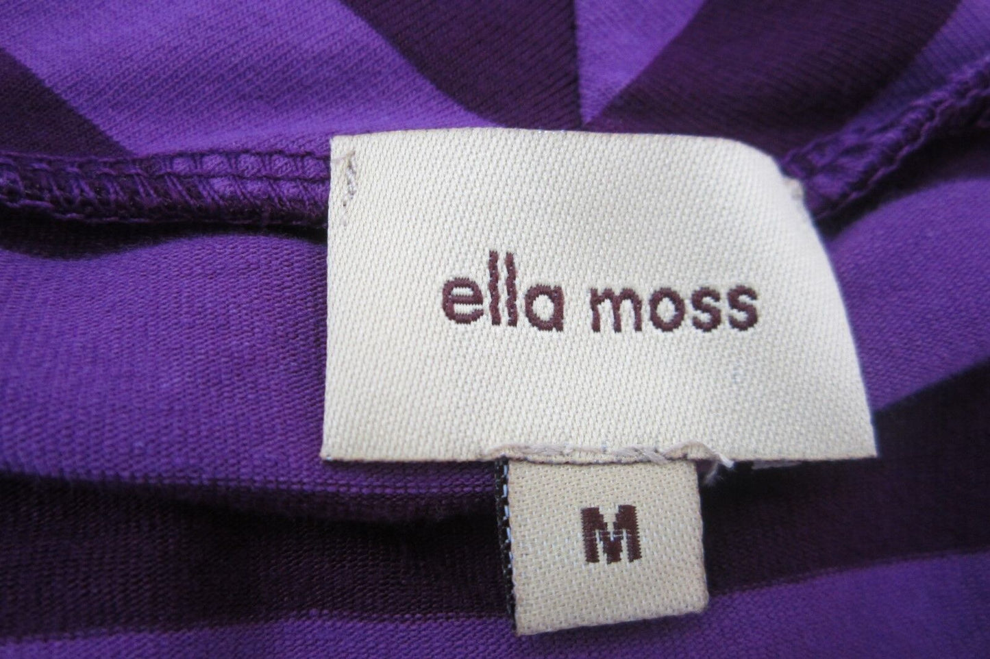 *NICE*  WOMENS ELLA MOSS  V-NECK SHORT SLEEVE PURPLE STRIPE TOP SIZE MEDIUM