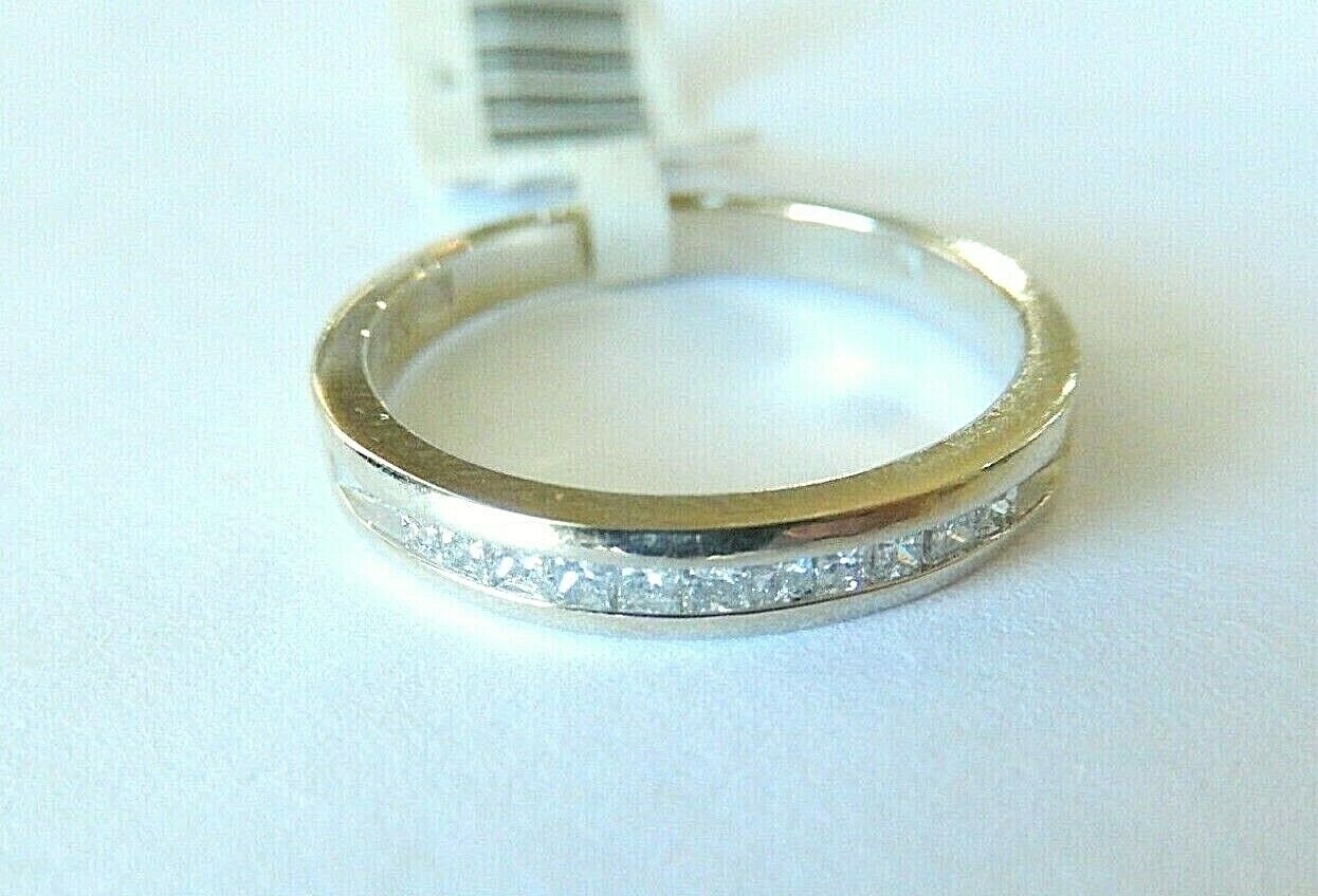 14kt White Gold Womens Princess Channel-set Diamond Single Row Wedding Band Sz 7