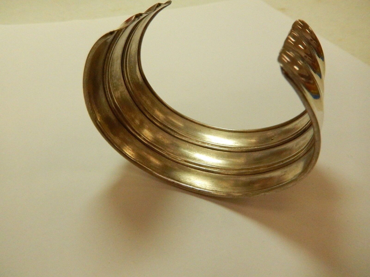 Italy 925 Sterling Silver 1.5" Wide Ribbed Cuff Bracelet 7 1/4"